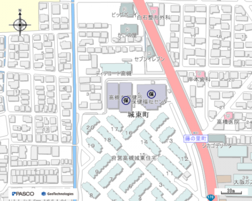 高槻市保健所周辺の地図