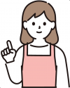 エプロンの女性の指さしイラスト