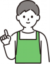 エプロン男性指さしのイラスト