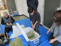 ワラを濡らす