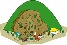 急傾斜地の崩壊のイラストの画像