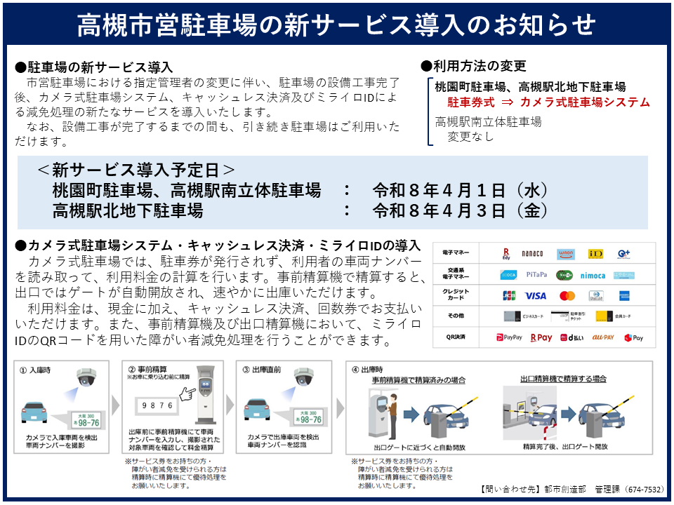 市営駐車場の新サービス導入のお知らせ