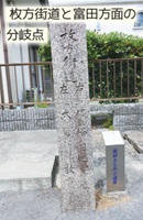是三寺前の道標「枚方街道と富田方面の分岐点」
