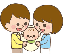 お父さんとお母さんと赤ちゃんのイラスト