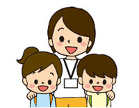 先生と子どもたちのイラスト